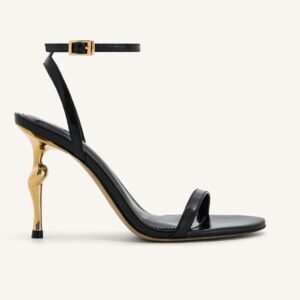 Jwpei Alivia gold metal heel sandals in black 40