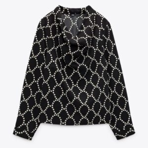 Zara geometric  print shirt in white & black