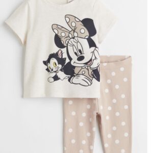 H&M two piece Mickey mouse in brown/cream 2/3yrs