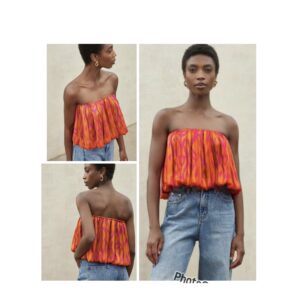 SHEIN colorful tube chiffon top in orange mix 10