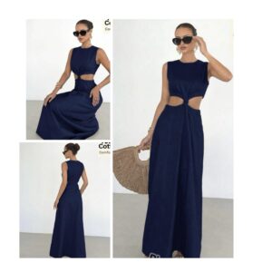 SHEIN tank cut out twist midi dress in navy blue M