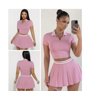 SHEIN active two piece  pleated skirt set  in pink M