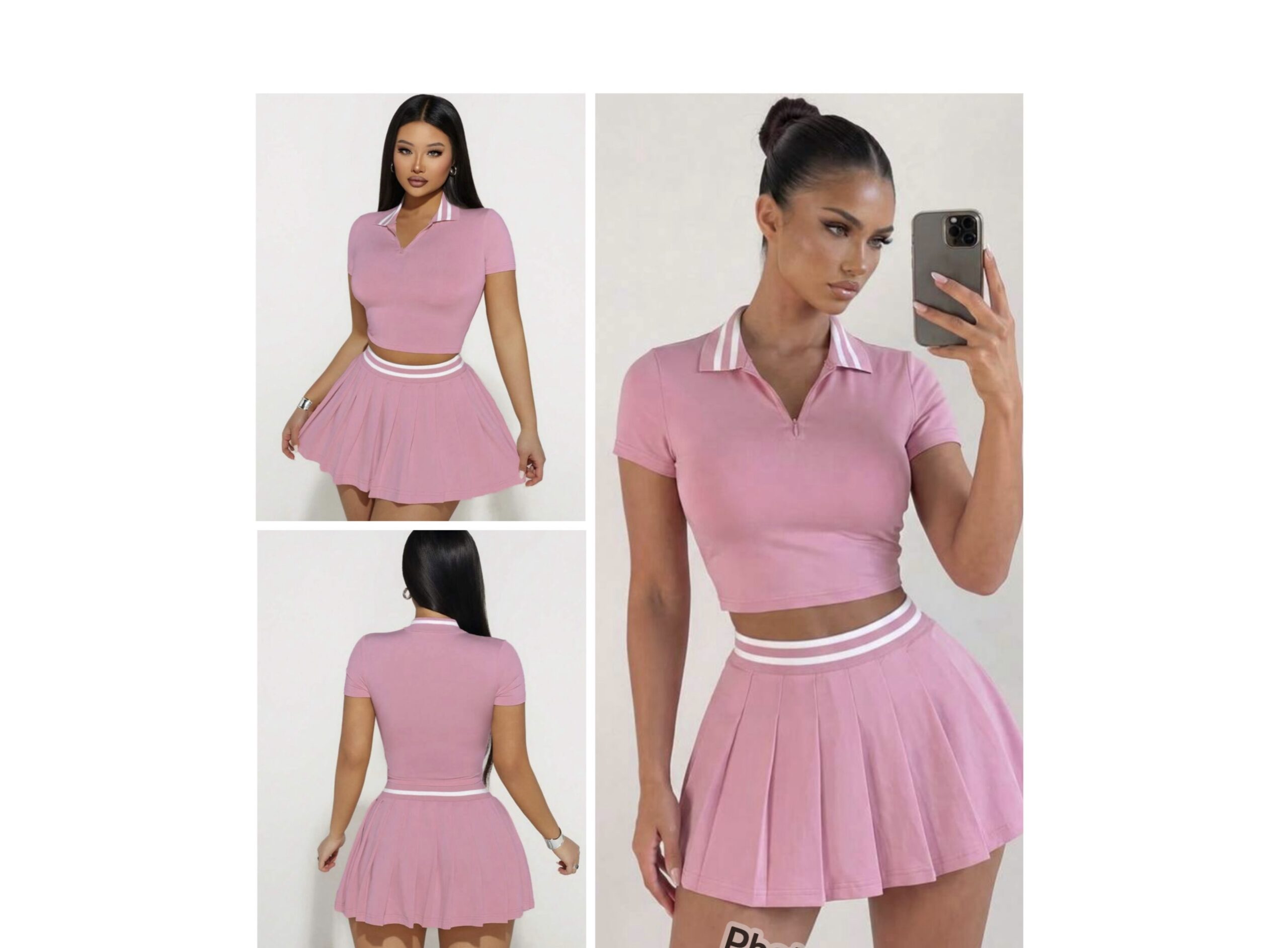 SHEIN active two piece pleated skirt set in pink M SHEIN active two piece pleated skirt set in pink M