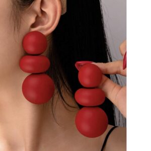 SHEIN red exaggerated metallic clip earrings