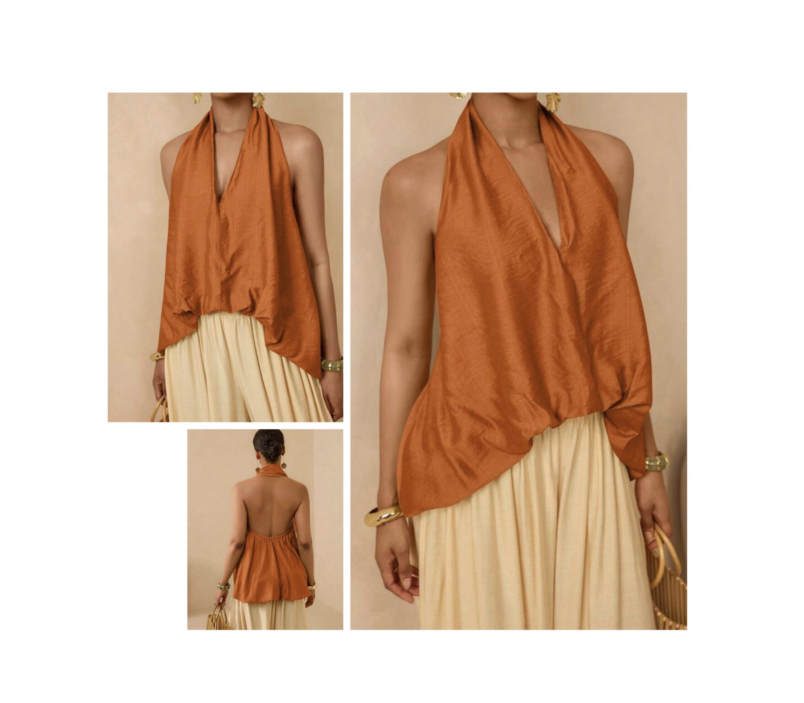 SHEIN halter classy backless top in burnt orange M SHEIN halter classy backless top in burnt orange M