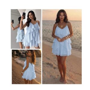 SHEIN cami ruffle layer girlie dress in light blue L