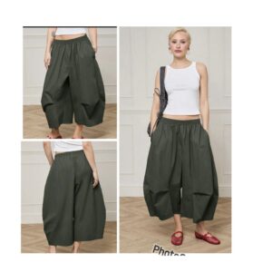 SHEIN balloon cropped  pants like barrel in olive mist army green L