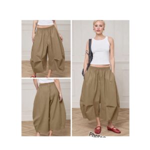SHEIN balloon cropped  pants like barrel camel brown M