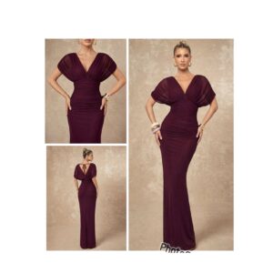 SHEIN elegant maxi  old money style dress in burgundy L