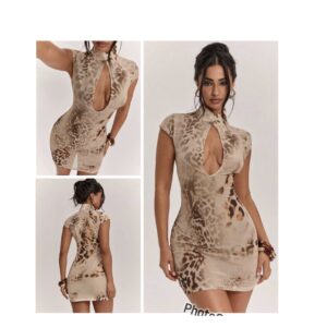 SHEIN classy nude mini keyhole dress in abstract nude mix m