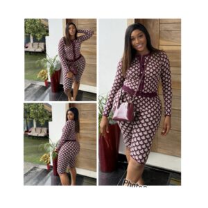 SHEIN classy two piece cardigan style capri set in plaid burgundy