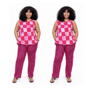 Barbz and co rtw tank square pink pant set in pink & stripe 8/10/12