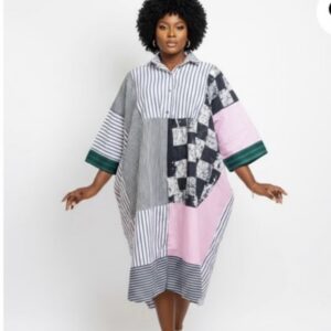 Barbz and co rtw stripe shirt dress collection pink & green mix