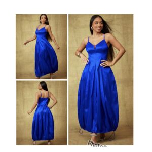 SHEIN  cami solid blue ball drawstring bubble dress 12/14