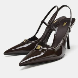 Zara pointed sling back shoes in  patent brown 40