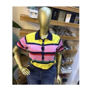 Zara striped knit polo  shirt in multi color
