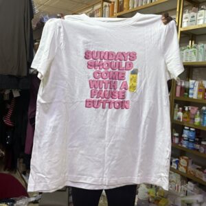 Primark Sunday should come with a pause button t-shirt in cream color