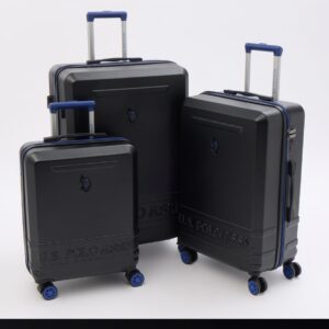 US POLO ASSN luggage set in black & navy  blue detailing