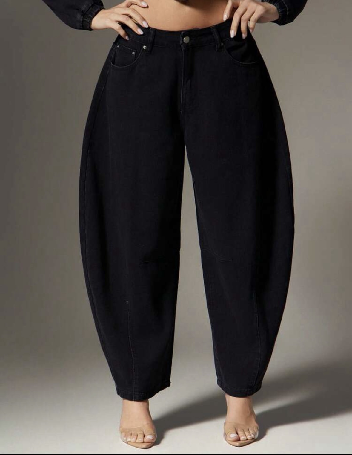 Shein barrel denim jeans in black Shein barrel denim jeans in black