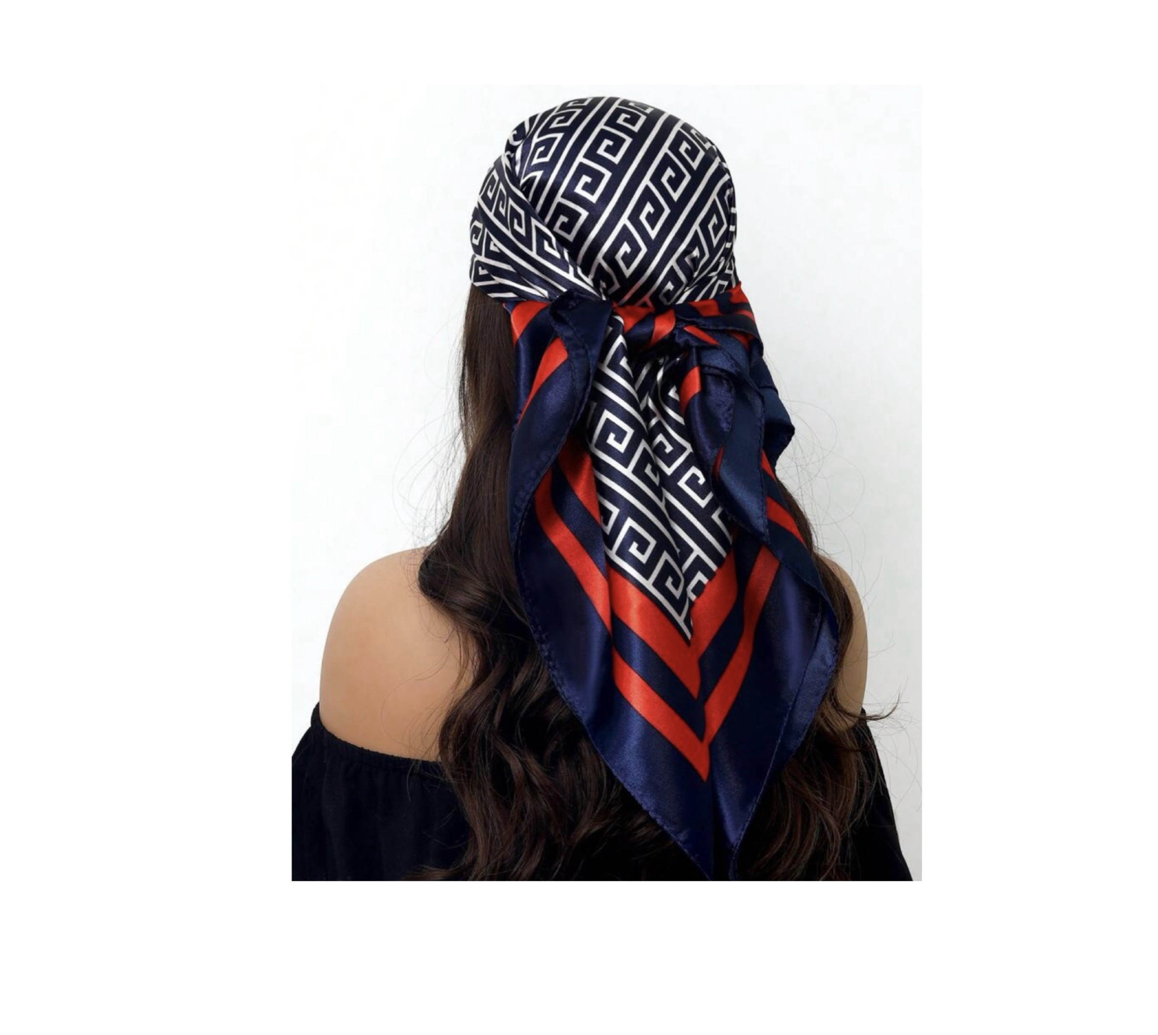 SHEIN geo pattern silk scarf in blue SHEIN geo pattern silk scarf in blue