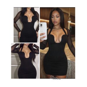 SHEIN halter sexy backless simple mini dress in  black M