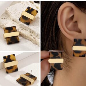 SHEIN classy minimalist solid earrings in brown  leopard