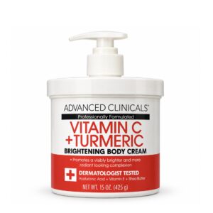 Advanced clinicals vitamin c + turmeric brightening body cream 425g