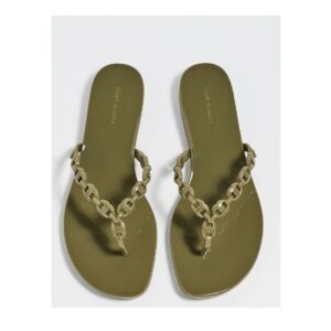 Tory Burch Gemini link jelly flip flop in moss rock dark olive green