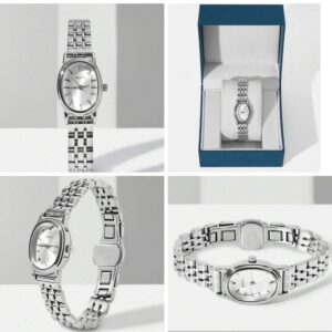 Motf premium pre silver oval steel strap ladies watch
