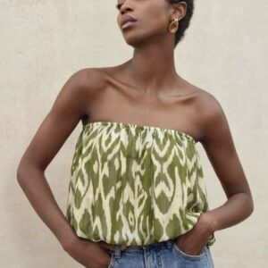SHEIN tube colorful chiffon top in abstract green mix M