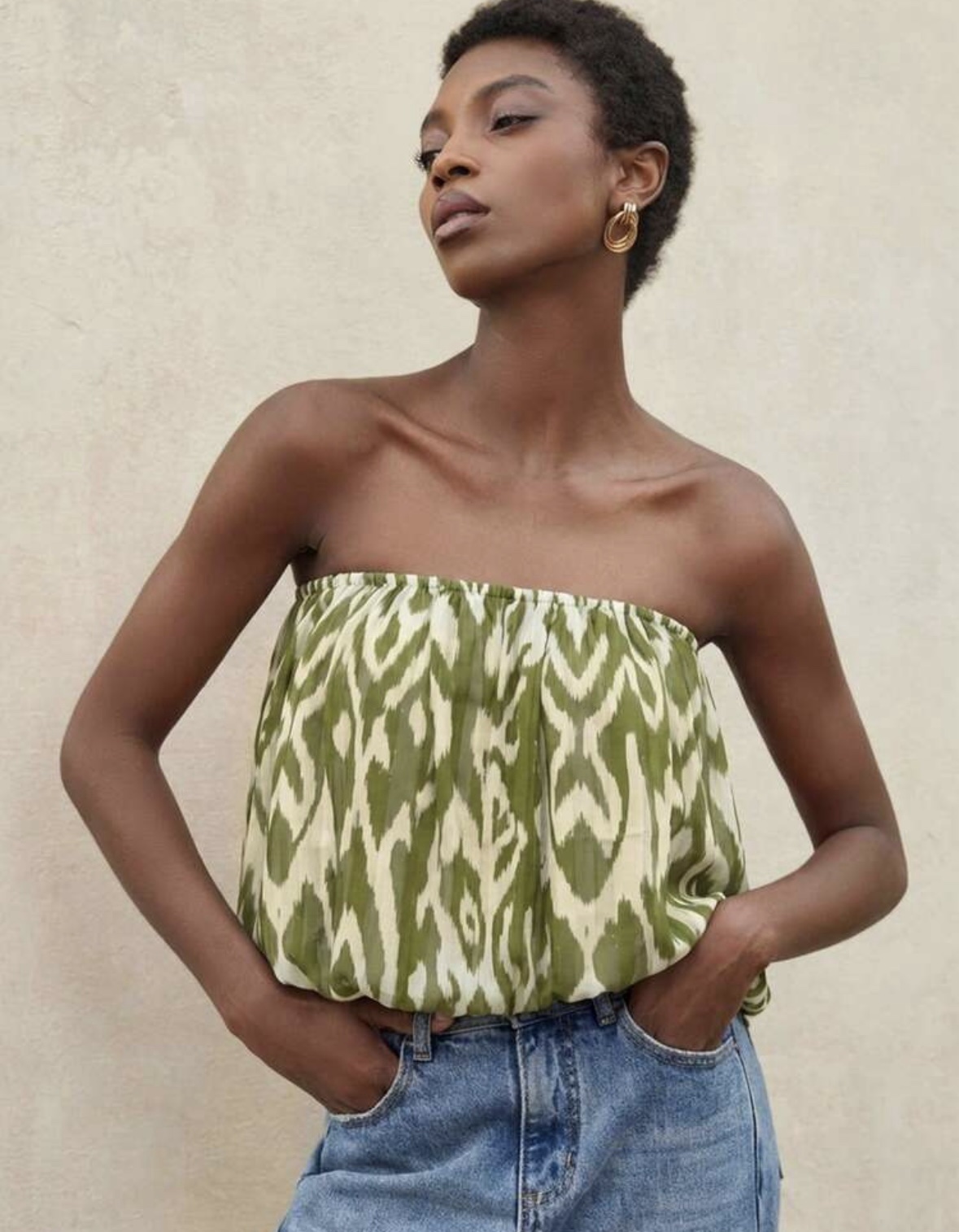 SHEIN tube colorful chiffon top in abstract green mix M SHEIN tube colorful chiffon top in abstract green mix M