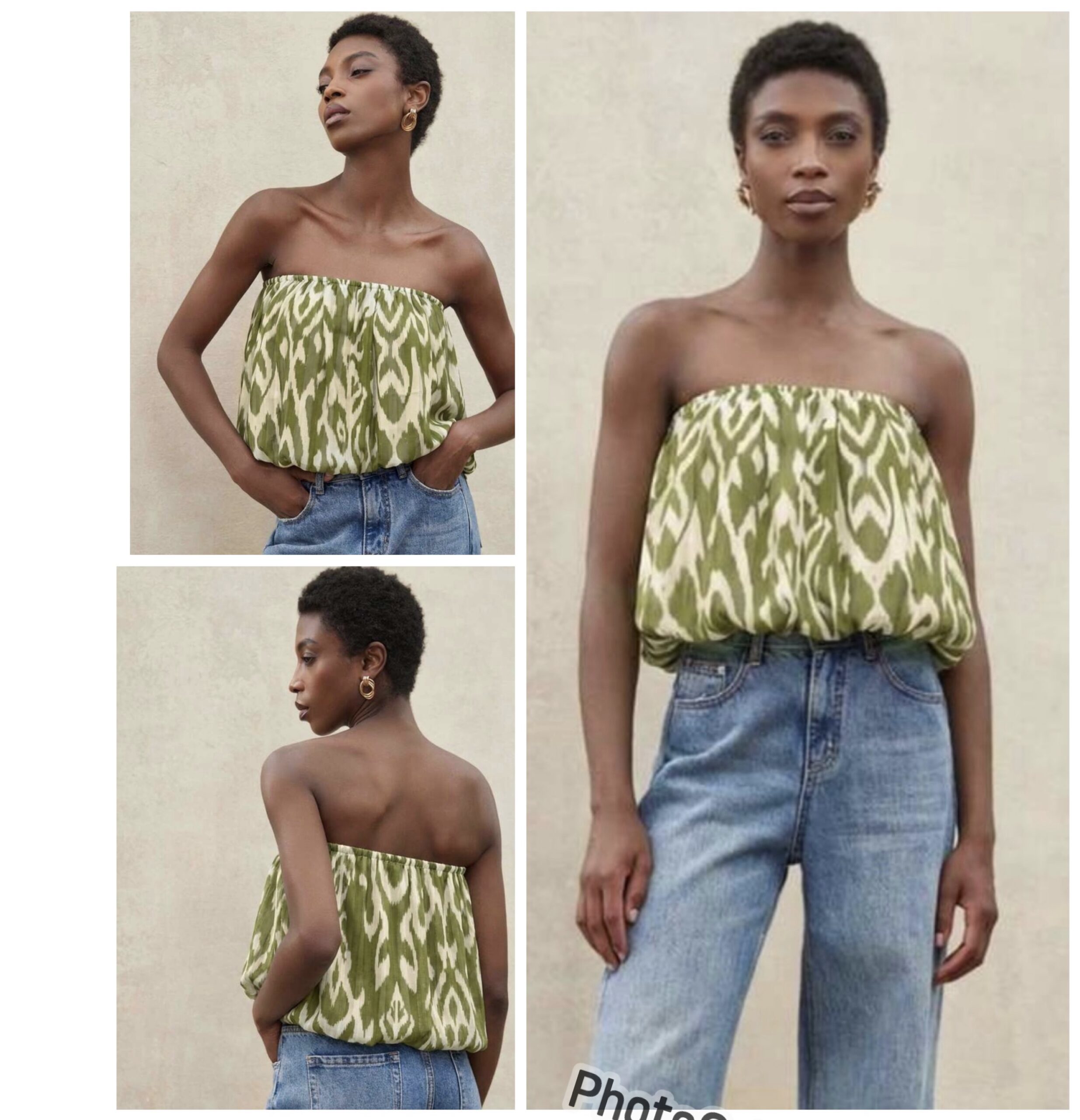 SHEIN tube colorful chiffon top in abstract green mix M SHEIN tube colorful chiffon top in abstract green mix M - Image 2