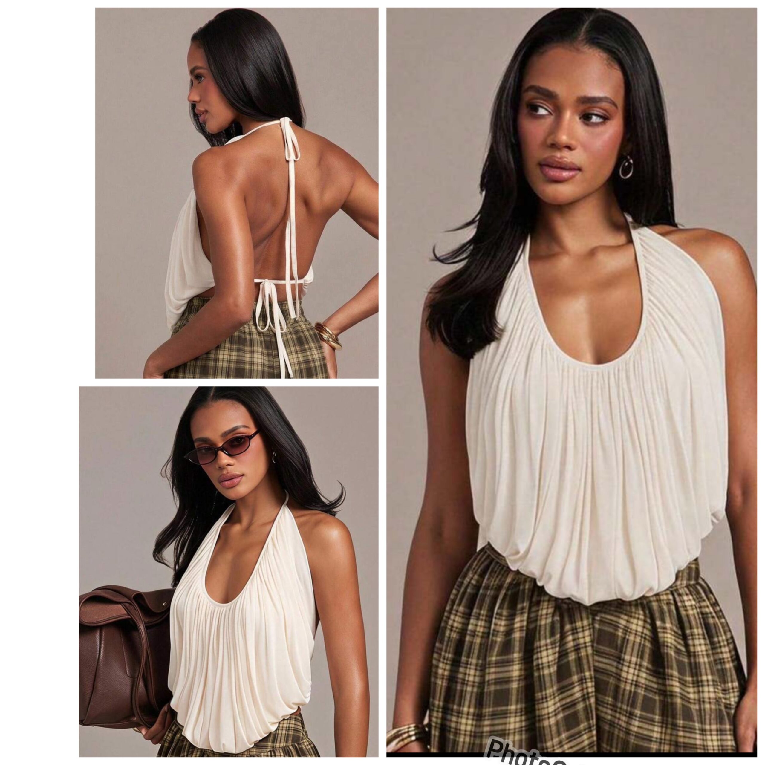 SHEIN halter classy cowl neck top in Apricot off white M SHEIN halter classy cowl neck top in Apricot off white M - Image 2