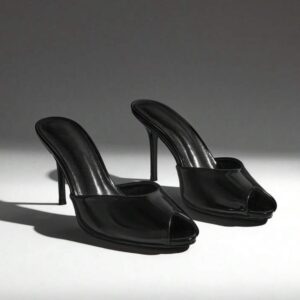SHEIN slip on mule with open toe  in black