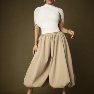 SHEIN balloon shaped barrel pants in camel khaki brown L