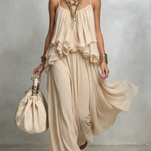 SHEIN cami two piece skirt set in  cream apricot  L