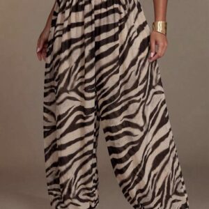 Shein abstract chiffon barrel pant in zebra mix multicolor M