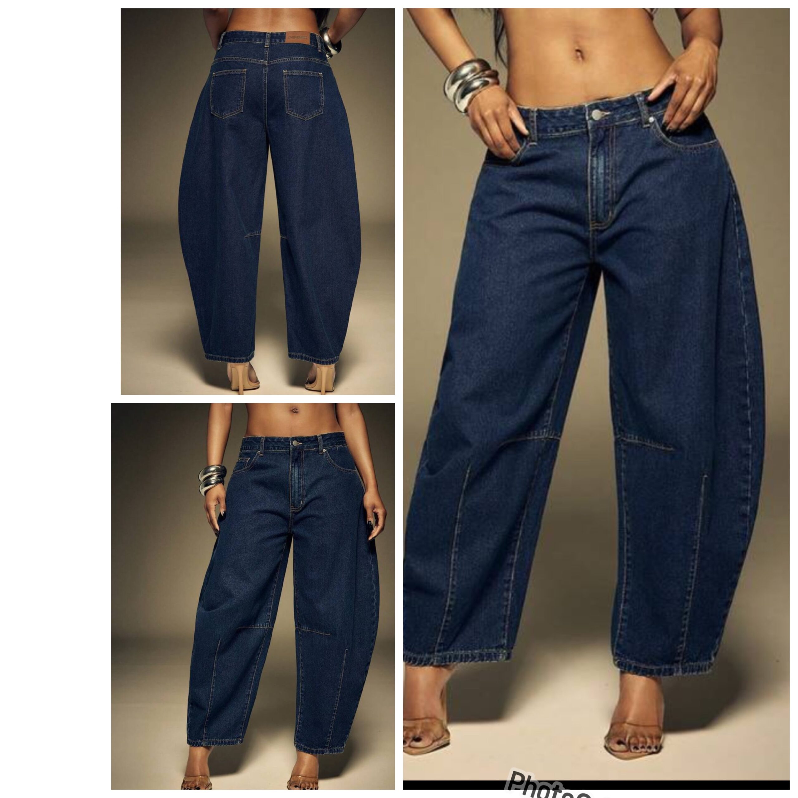 SHEIN solid barrel jeans with details in dark wash denim 30 SHEIN solid barrel jeans with details in dark wash denim 30 - Image 2