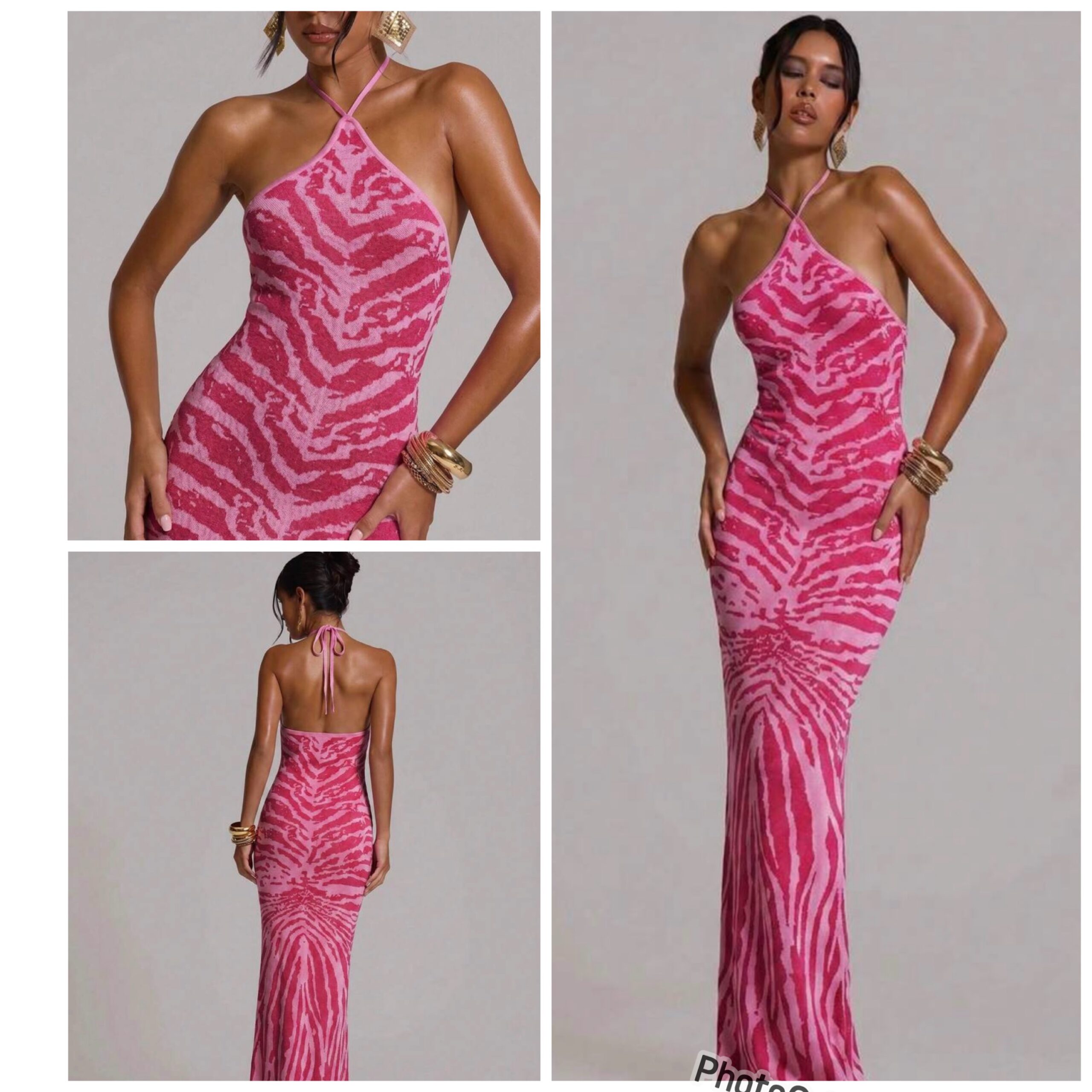 SHEIN halter backless maxi dress in pink mix M SHEIN halter backless maxi dress in pink mix M - Image 2
