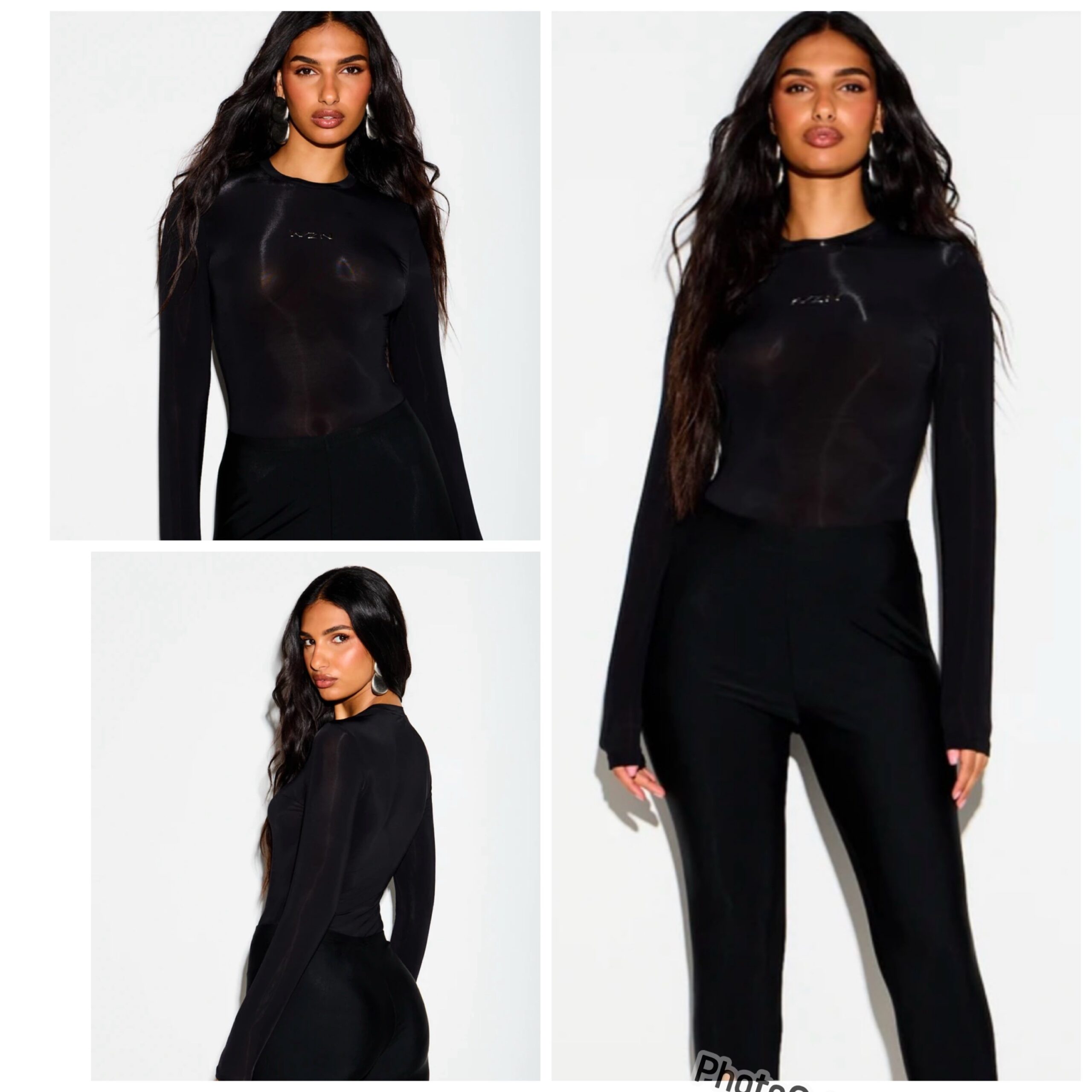 SHEIN long sleeve mesh bodysuit in black with kizn logo M SHEIN long sleeve mesh bodysuit in black with kizn logo M - Image 2