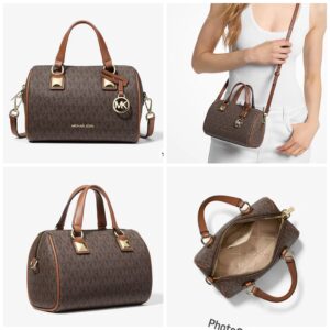 Michael kors GRAYSON SMALL SIGNATURE LOGO DUFFEL crossbody bag in brown