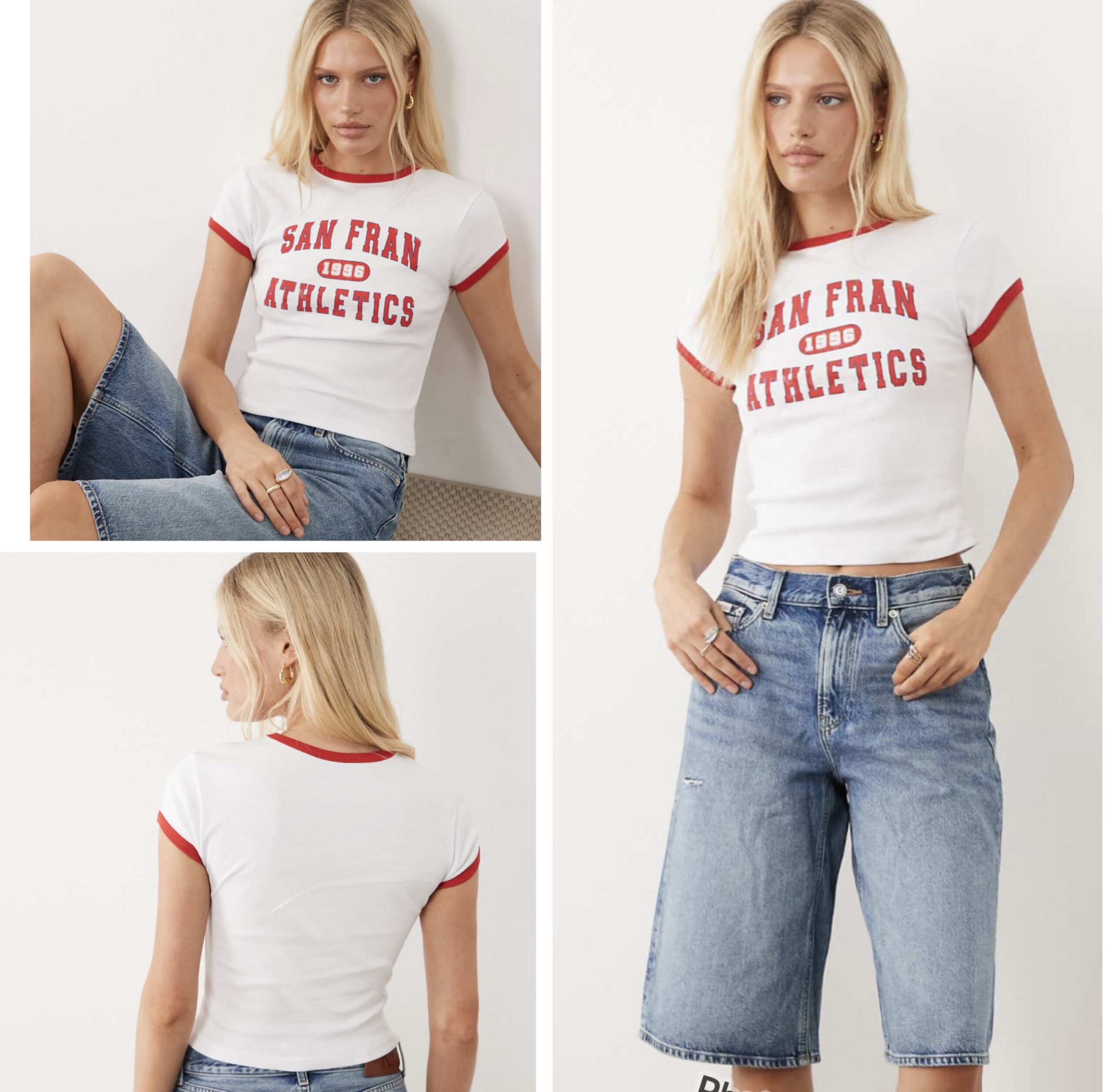 ASOS DESIGN contrast ringer baby tee with San Fran athletics graphic in white and red write up SAN FRAN 1996 Athletics ASOS DESIGN contrast ringer baby tee with San Fran athletics graphic in white and red write up SAN FRAN 1996 Athletics - Image 2