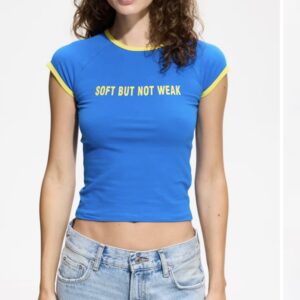Reserved fitted slogan Tshirt in blue mix soft but not weak L