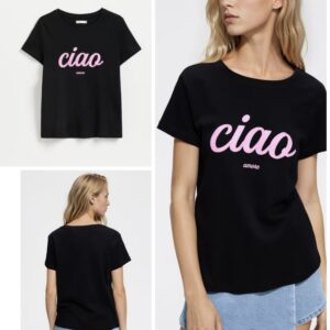 Reserved cotton Tshirt with print in black  Ciao L