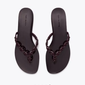 Tory Burch Gemini link jelly flip flop in dark carmine burgundy