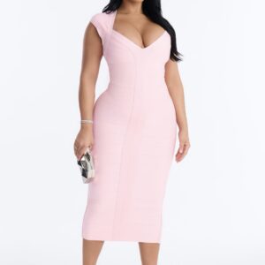 Fashionnova Kenna Bandage Midi Dress - Blush pink