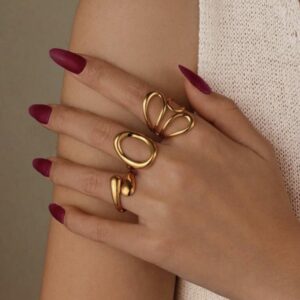 SHEIN 3pcs ring stainless  circle  double design steel in gold