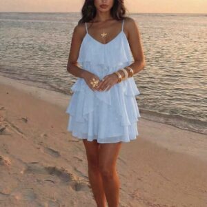 SHEIN cami ruffle layer girlie dress in light blue L